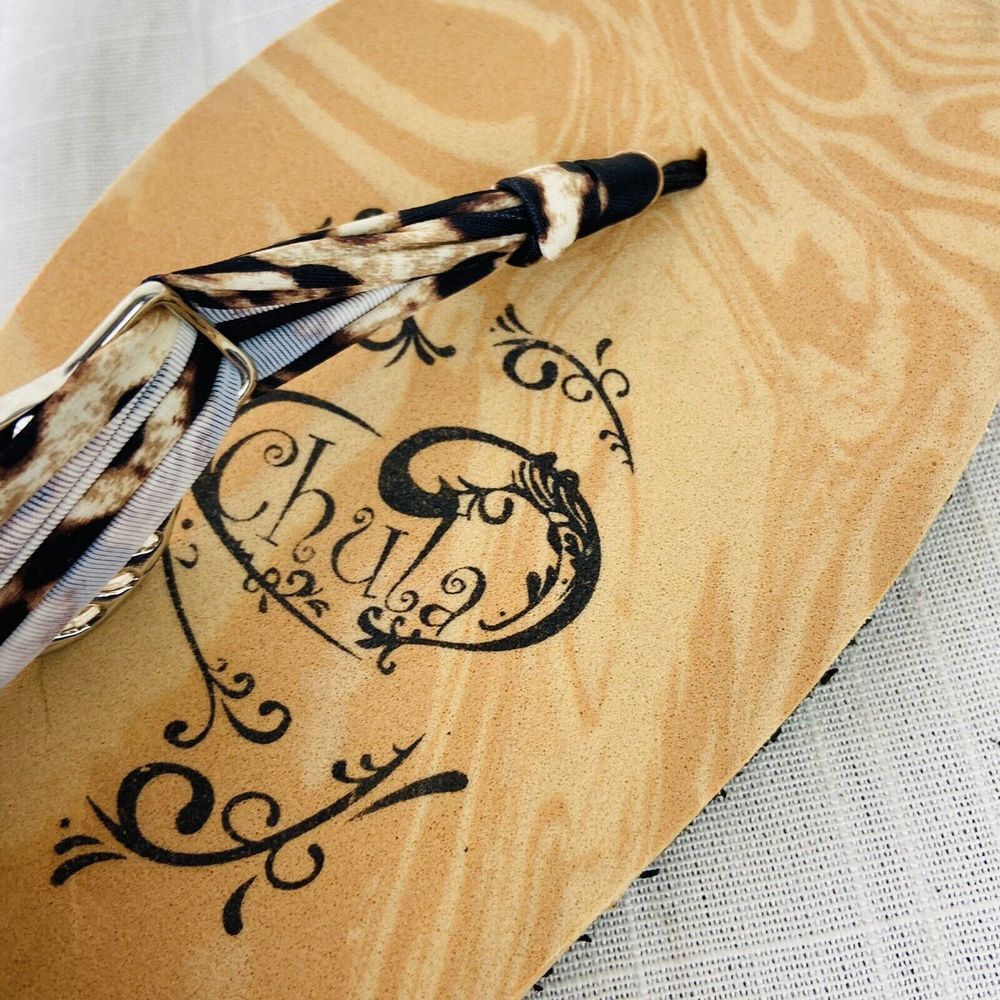 Chula 3 Loop Flat Lace Up‎ Sandals Leopard Interchangeable Laces Womens 8-9 NEW - Picture 5 of 7